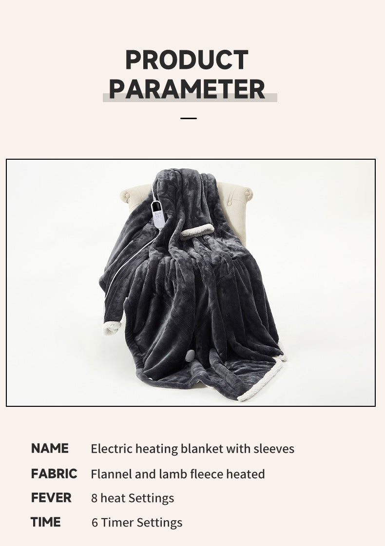 2025 Electric Heated Blanket with Flannel Lining and Fleece Lining Wearable Heated Blanket with Sleeves