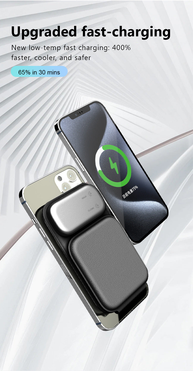 New iPhone Triple-Function Foldable Wireless Charger PW08 Metal Full-Coverage Leather-Wrapped Multi-Purpose Stand Wireless Charger