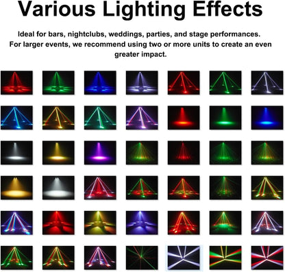 Six-Armed Demon Ball Pattern Stroboscopic Laser Bar Disco Stage Lighting KTV Flash Rotating Moving Head Light