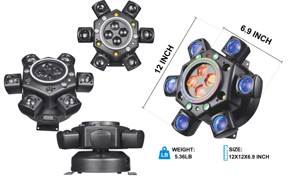 Six-Armed Demon Ball Pattern Stroboscopic Laser Bar Disco Stage Lighting KTV Flash Rotating Moving Head Light