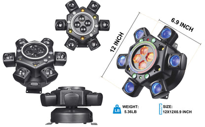 Six-Armed Demon Ball Pattern Stroboscopic Laser Bar Disco Stage Lighting KTV Flash Rotating Moving Head Light