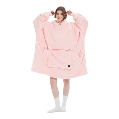 USB-heated hooded oversized blanket with built-in heating