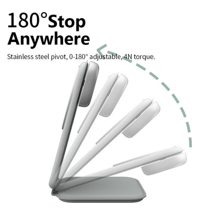 New iPhone Triple-Function Foldable Wireless Charger PW08 Metal Full-Coverage Leather-Wrapped Multi-Purpose Stand Wireless Charger