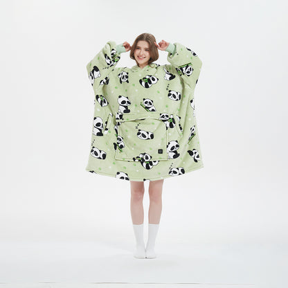 USB-heated hooded oversized blanket with built-in heating