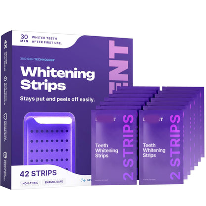 Purple Teeth Whitening Strips - 7/21 Whitening Sessions - Safe for Enamel - Non Sensitive Teeth Whitening