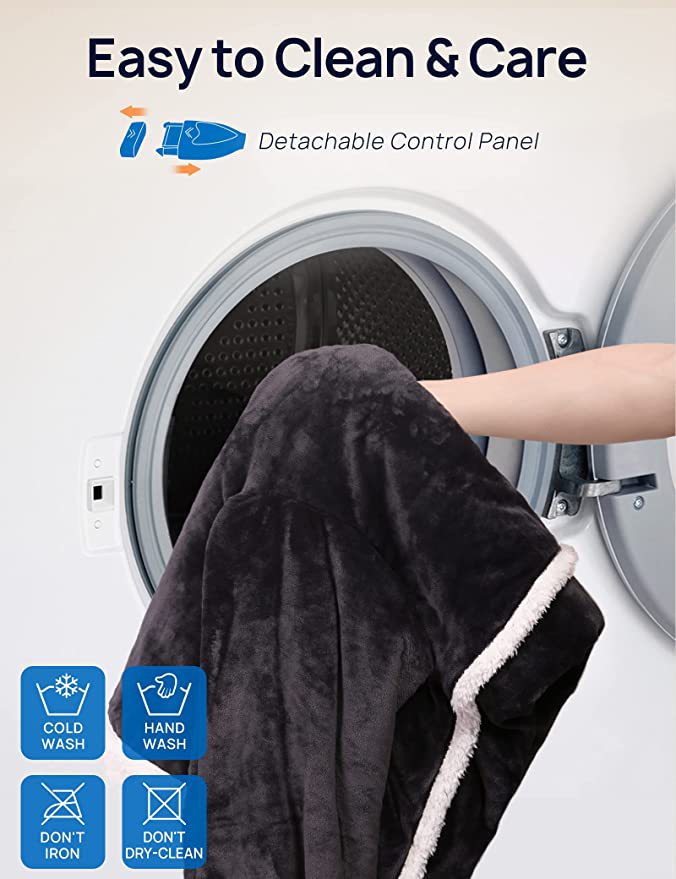 2025 Electric Heated Blanket with Flannel Lining and Fleece Lining Wearable Heated Blanket with Sleeves