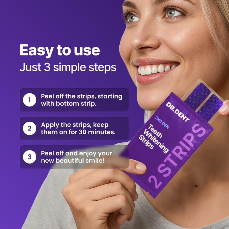 Purple Teeth Whitening Strips - 7/21 Whitening Sessions - Safe for Enamel - Non Sensitive Teeth Whitening