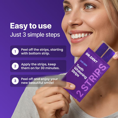 Purple Teeth Whitening Strips - 7/21 Whitening Sessions - Safe for Enamel - Non Sensitive Teeth Whitening