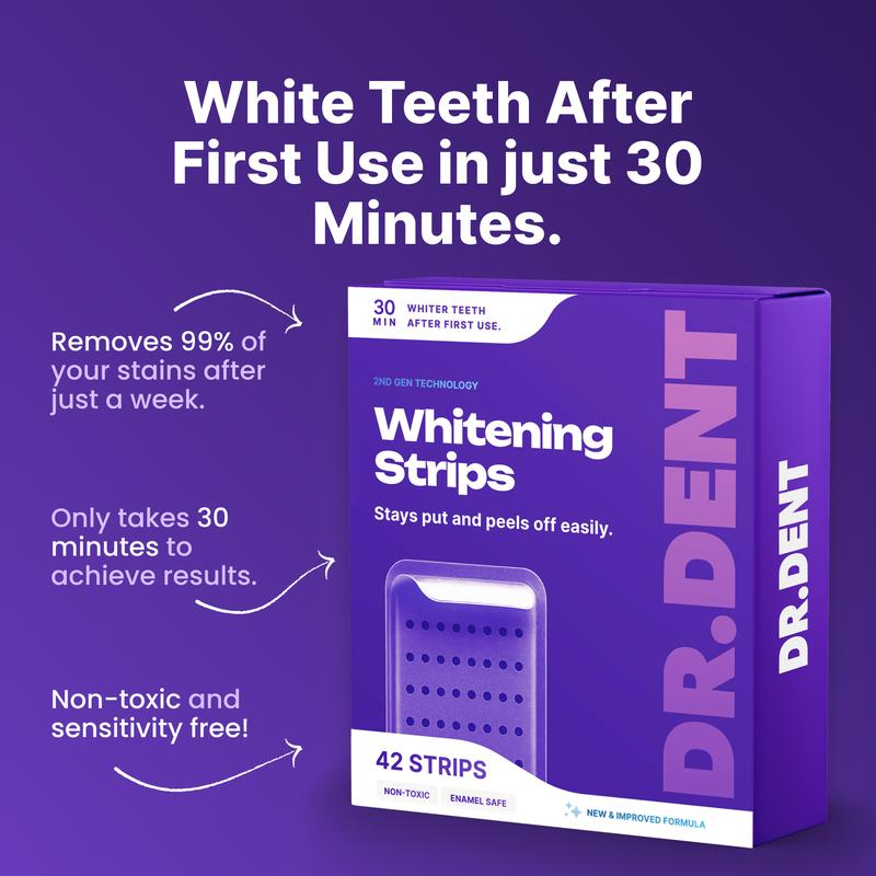Purple Teeth Whitening Strips - 7/21 Whitening Sessions - Safe for Enamel - Non Sensitive Teeth Whitening