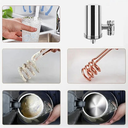 Water purifier for stainless steel household faucets without installation