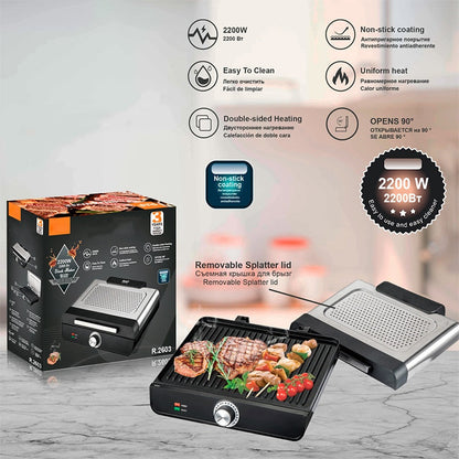 📢📢56 % OFF !!🎅2200W Smokeless Indoor Grill with Non-Stick Plate🥩
